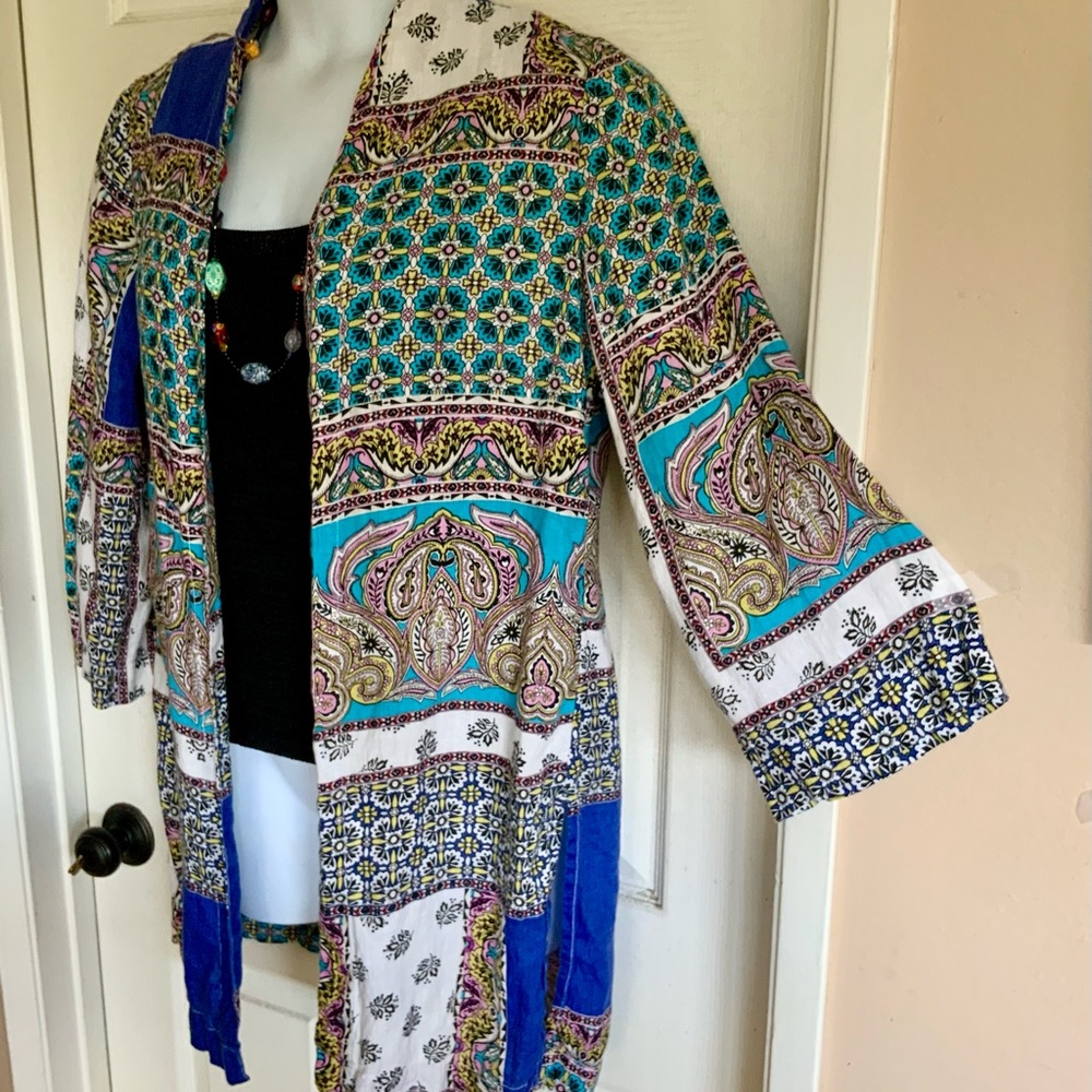 CHICO’S… 100% linen kimono beach coverup